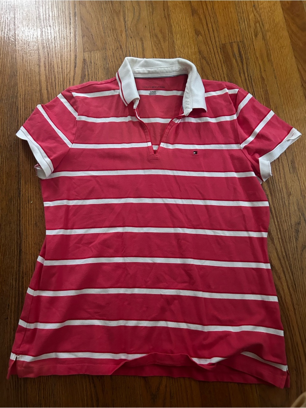 Tommy Hilfiger Women’s Pink & White Striped Polo